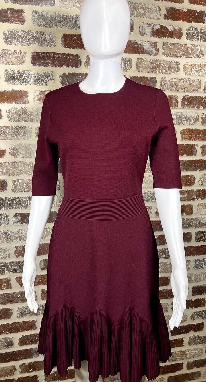 Ted Baker Josafee Short Sleeve Knit Fit-Flare Mini Dress Plum Women's Size 3